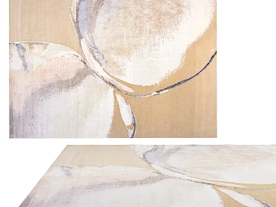 Square Rug With Soft Beige Tones Abstract Circular Patterns Modern Home Decor Design 3d model