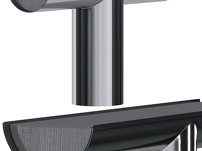 Modern Sleek Desk Design With Silver Metal Frame And Black Desktop Edge 3d model