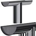 Modern Sleek Desk Design With Silver Metal Frame And Black Desktop Edge