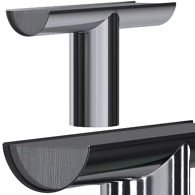 Modern Sleek Desk Design With Silver Metal Frame And Black Desktop Edge 3d model
