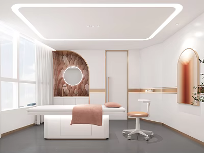 Elegant Modern Beauty Salon Interior Design With Comfortable Chairs And Green Plants 3d model