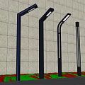 Modern Outdoor Lights With Stainless Steel Poles Along Garden Path And Bright LED Glow