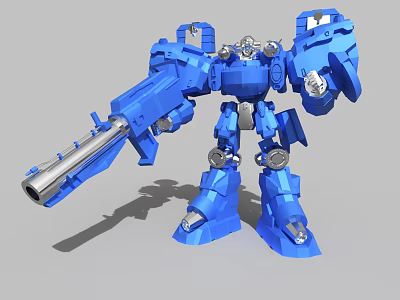 Smart Machine Blue Robot With Mechanical Design And Large Weapon Arm 3d model