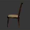 Elegant Traditional Wooden Chair With Beige Upholstered Seat Backrest And Sturdy Legs