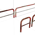 Rustic Red Brown Metal Fence With Curved Rails For Outdoor Use