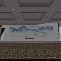 Large Screen Stage Background Wall Featuring Mountain Water Pattern And Lenovo Logo With Lighting 3d model