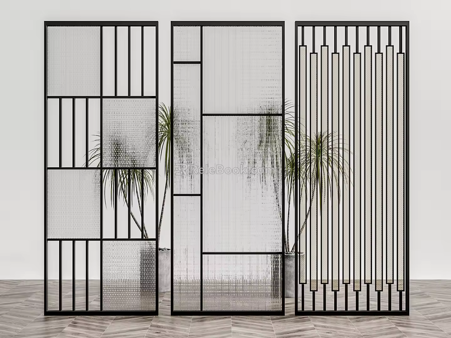 Modern partition glass screen partition 3d model