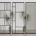 Modern partition glass screen partition 3d model