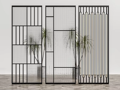 Modern partition glass screen partition 3d model