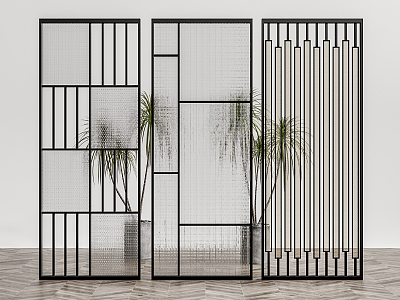 Modern partition glass screen partition 3d model