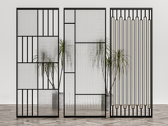 Modern partition glass screen partition 3d model