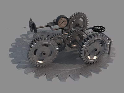 Industrial Hardware Tools Featuring Metal Gears Mechanical Gauge Shafts And Components 3d model