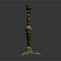 Vintage Brass Candlestick With Intricate Carved Details And Elegant Decorative Base Design