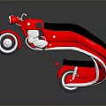 Red Vintage Motorcycle With Black Seat Silver Engine And White Rims