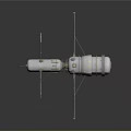 Detailed Space Station Model with Cross Shaped Solar Panels and Central Module
