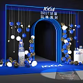 1664 BRUT Fun Party Event Entrance With Blue Golden Balls Arched Design And Hanging Decorations