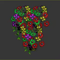 Colorful Garden Flowers With Green Stems And Vibrant Red Yellow Purple Petals