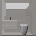 Modern Bathroom Interior Design With White Vanity Mirror And Toilet 3d model