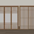 Wooden Sliding Doors With Grid Patterns And Solid Grid Panel Designs 3d model