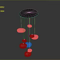 Modern Wind Chime With Black Circular Top And Gold Silver Pendants