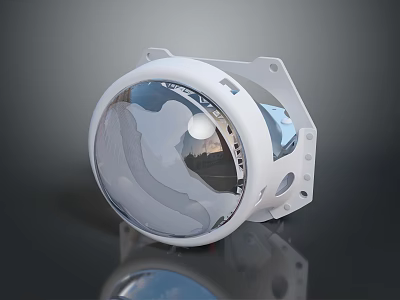 Modern Round Lighting Fixture Set With Metal Frame And Transparent Reflective Shade 3d model