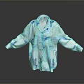 Loose Fit Blue And White Chiffon Shirt With Colorful Patterns And Flowy Design