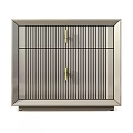 Modern Nightstand Design With Vertical Stripes Gold Legs Drawers And Sleek Finish