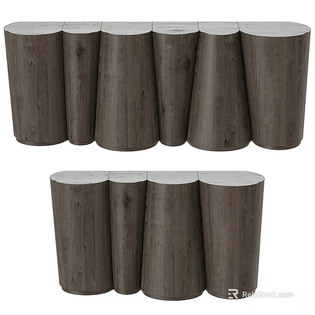 Natural Wooden Cylindrical Decorative Columns With Smooth Surface And Texture 3d model