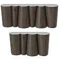 Natural Wooden Cylindrical Decorative Columns With Smooth Surface And Texture 3d model