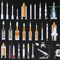 Various Space Rockets Shuttles Satellites and Launch Vehicles 3d model