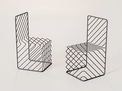 Modern Black Metal Frame Leisure Chair With Geometric Lines And Grid Pattern Structure 3d model