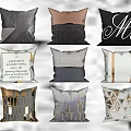 Stylish Decorative Throw Pillows With Geometric Patterns And Metallic Accents 3d model