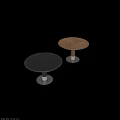 Modern Round Dining Table With Wooden Leg White Base And Black Tabletop