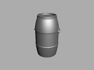 Industrial Metal Drum With Cylindrical Design Side Metal Rings And Sealed Top For Storage 3d model