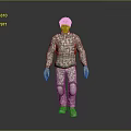 Game Movie Character Standing Pose With Red Hair In Camouflage Uniform And Knee Pads