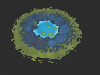 Modern cartoon scene small pond 3d model