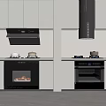 Modern range hood and stove combination 3d model