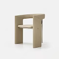 Modern Beige Leather Dining Chair With Armrests And Metal Legs