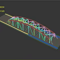 Steel Truss Bridge Model Structure With Deck And Supporting Frame Components