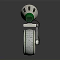 Green And White Single Wheeled Robot Creature With Head Structure And Vent