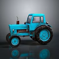 Vintage Blue Tractor with Large Wheels Classic Design and Metal Body