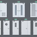 Modern White Double Doors With Metal Handles And Ventilation Grilles