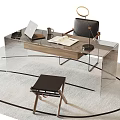 Modern Glass Desk With Laptop Mug Open Notebook Desk Lamp Chair On Rug