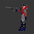 Red Blue Transformer Robot With Mechanical Armor Holding Weapon Standing Pose Design 3d model