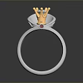 Silver Ring With Golden Crown Design And Red Gemstone Lifestyle Accessory