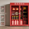 Mini Fire Station Cabinet With Fire Helmets Hoses Boots And Extinguishers 3d model