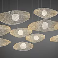 Multiple Oval Shaped Mesh Chandeliers With Modern Artistic Decorative Hanging Design 3d model