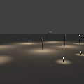 Garden Landscape With Various Heights Shapes Light Poles Illuminated Sources Circular Ground Spots