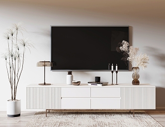 Cream wind TV cabinet TV cabinet accessories TV 3d model
