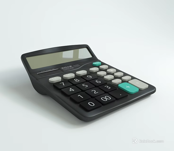 Professional Office Desktop Calculator With Large LCD Display And Green Function Keys 3d model 